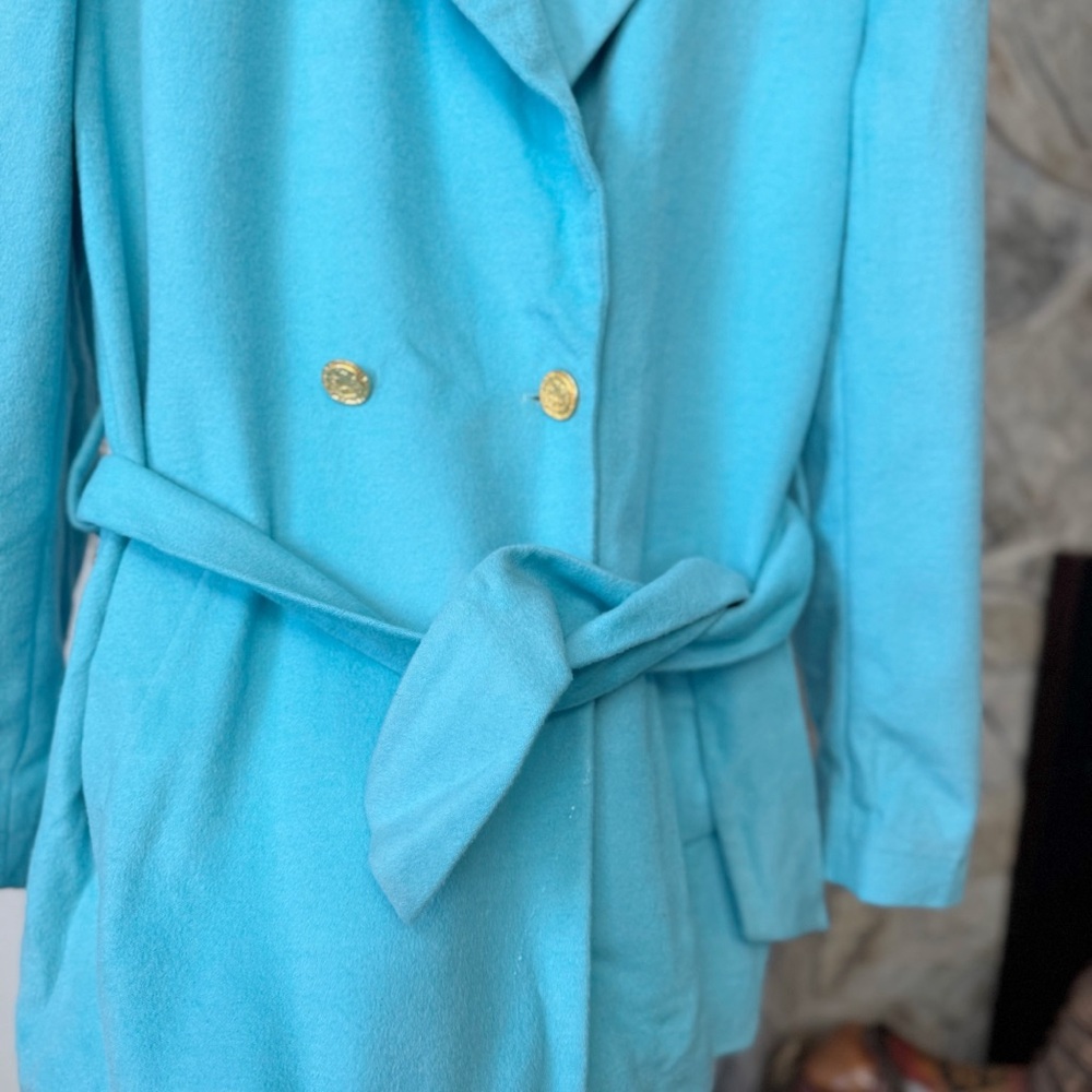 Escada Cashmere Wool Sky Blue Belted Trench Blazer - Picture 3 of 8